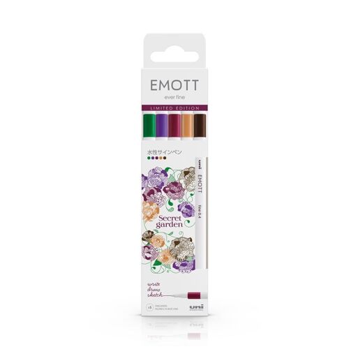 Uni-Ball Feutres Emott, Set De 5 "Secret Garden"