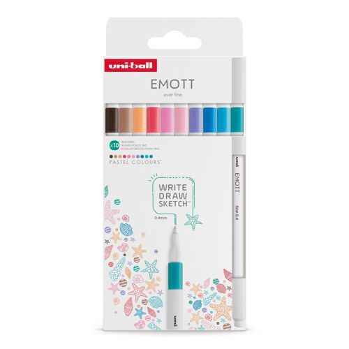 Uni-Ball Feutre Emott, Set De 10 "Pastel Colors"