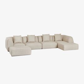 Canapé modulable méridienne droite 4 pièces avec pouf rembourré Cardea