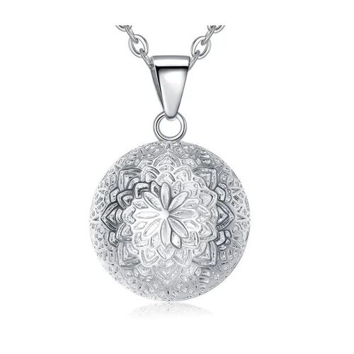 Collier Bola De Grossesse Fleur Marguerite Couleur Argent