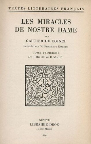 Les Miracles De Nostre Dame