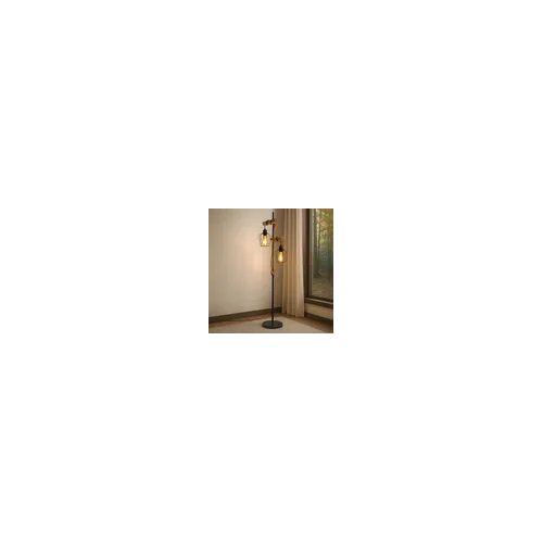 Lampadaire - Nettlife - 2 Flammes Métal Et Bois - E27 - Hauteur 151 Cm - Noir
