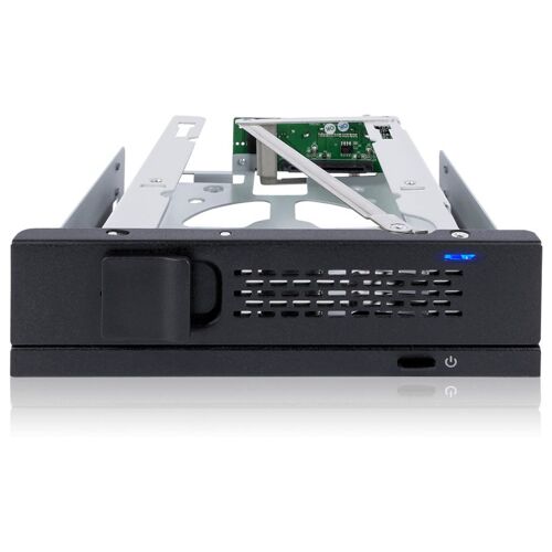 Icy Dock MB171SP-1B Obturateur de baie de lecteur 5.25" Panneau de support Noir et Argent