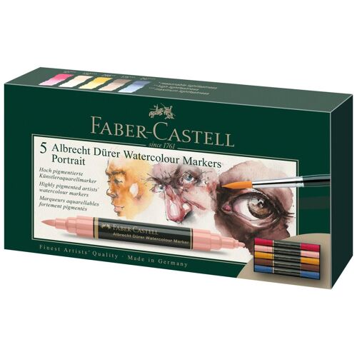 Faber-Castell 160307 Marqueur À Peinture Marron, Cyan, Rose Clair, Rose, Jaune 5 Pièces