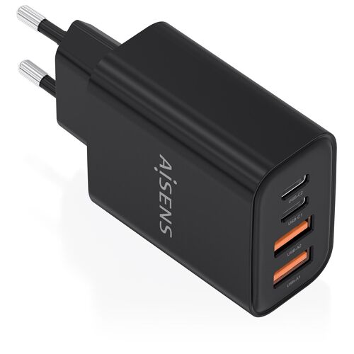 AISENS A110-1028 chargeur d'appareils mobiles Téléphone portable, Smartphone, Ordinateur portable, Caméra Numérique, Tablette, GPS, MP3, MP4, Consoles portables, Universel Noir Secteur Charge rapide Intérieure