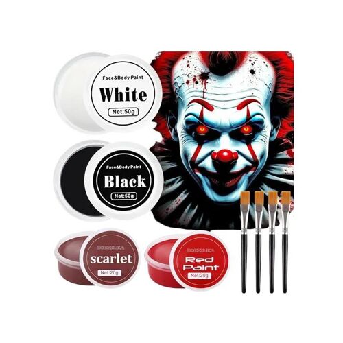 Peinture Maquillage Visage Et Corps - Sunshine Smile - Halloween - 4 Couleurs - 140g - Pinceaux Inclus