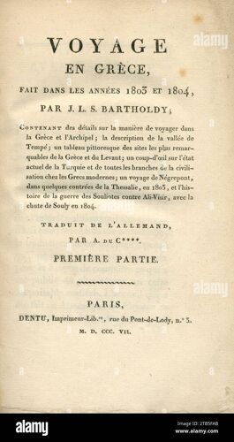 Voyage En Grèce Tome Premier Bartholdy Dentu Be 1807