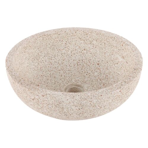 Differenz Vasque a Poser 40 cm - Lavabo Salle de Bain Terrazzo - Vasque pour Meuble Salle de Bain - Ø40 cm Hauteur 15 cm