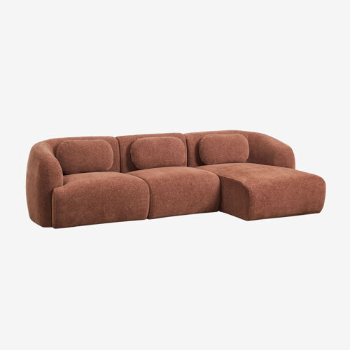 Canapé modulaire avec chaise longue droite 3 pièces en chenille Coquette