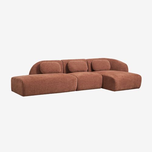 Canapé modulaire chaise longue droit 3 pièces avec divan gauche en chenille Coquette