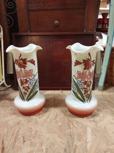 2 Vases En Opalin, Xixème