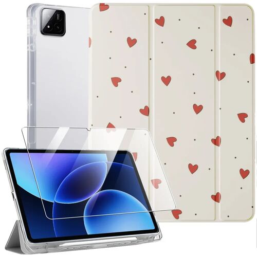 Coque + Verre Trempé pour Xiaomi Pad 8 / 8 Pro 11,2'' - Antichoc avec Porte-Stylet - Motif Coeur - E.F.Connection
