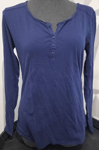 Haut Manche Longue Bleu Marine Promod Taille M 100% Coton