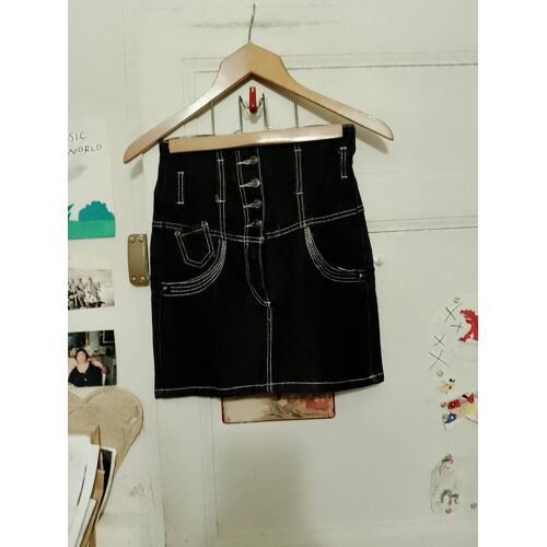 Jupe En Jean Bleue Foncée 32 Xxs Remmy Vintage Années 90.