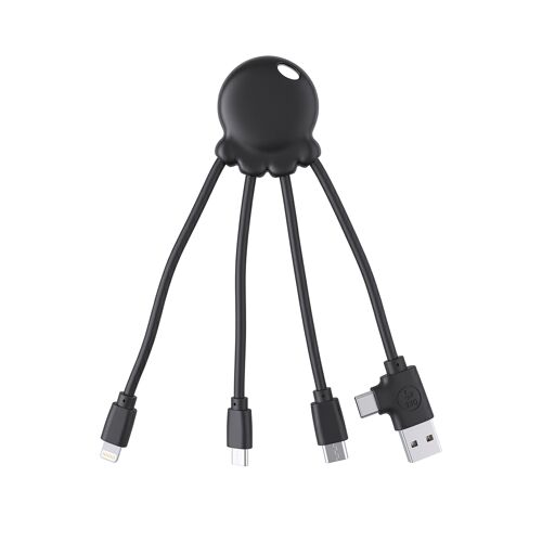Câble Octopus avec USB-A / USB-C / Lightning / Micro USB 15cm Fast Charge 10.5W XOOPAR Noir