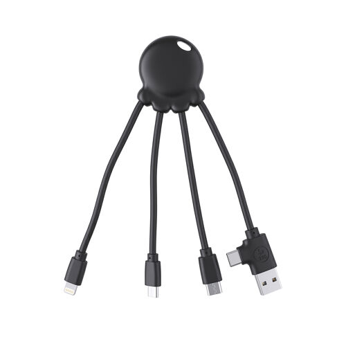 Câble Octopus avec USB-A / USB-C / Lightning / Micro USB 15cm Fast Charge 10.5W XOOPAR Noir
