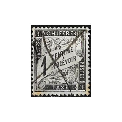 France 1881 / 1892, Beau Timbre Taxe Yvert 10, Type Duval Ou Bannière, 1c. Noir, Oblitéré, Tbe
