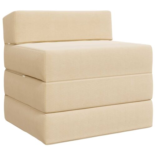 vidaXL Canapé-lit pliable Crème 200 x 70 x 15 cm