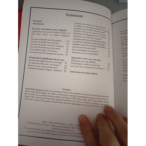 Livre Que Veut Dire Mon Nom De Famille? N° 9782350774503