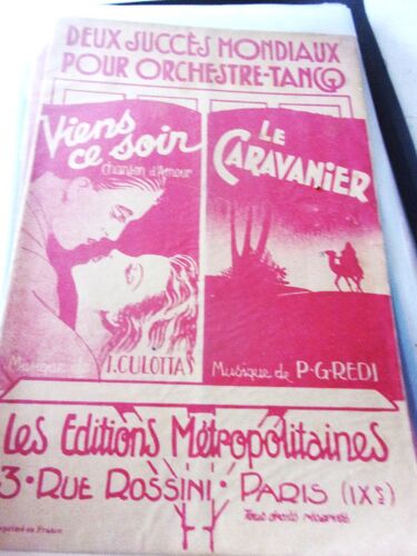 Partition Accordéon Tango "Viens Le Soir" Et "Le Caravanier"