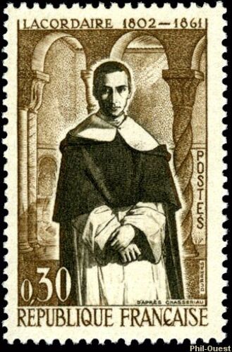 Centenaire De La Mort De Jean-Baptiste Henri De Lacordaire : Portrait Par Chasseriau Année 1961 N° 1287 Yvert Et Tellier Luxe