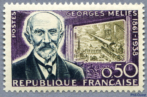 Centenaire De La Naissance De Georges Méliès Portrait Devant Son Film "Le Voyage Vers La Lune" Année 1961 N° 1284 Yvert Et Tellir Luxe