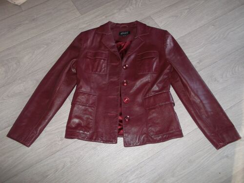 Veste Apart Cuir Bordeaux Très Souple Taille S Tbe