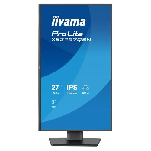 iiyama ProLite XB2797HSN-B1 - Écran LED - 27" - 1920 x 1080 Full HD (1080p) @ 100 Hz - IPS - 350 cd/m² - 1500:1 - 1 ms - HDMI, DisplayPort, USB-C - haut-parleurs - noir