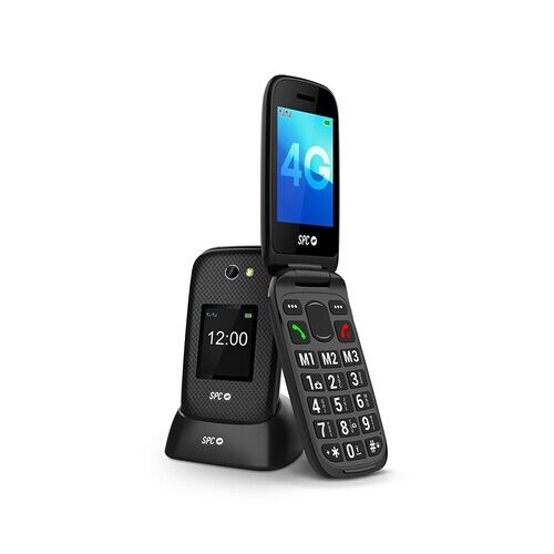 Téléphone Portable Spc Mobile 4g Senior Clapet Ecran 2,8'' + Ecran Externe 1,77'' Touche Xl Bouton Sos Systeme Smart Help Socle De Charge