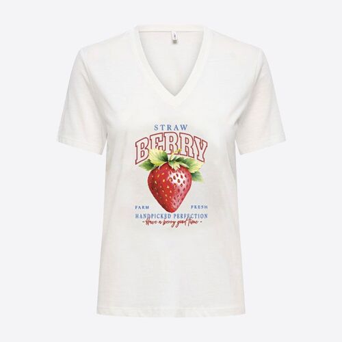 Tee Shirt Onlhenny Cloud Dancer Strawberry 15349151 4539 Femme Only