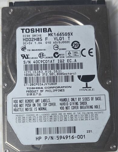 Toshiba MK1665GSX 160Go