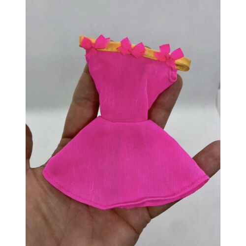 1990 Barbie Easy living fashion robe été patineuse rose fluo noeuds jaune Mattel #772