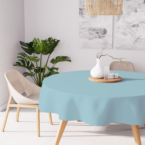 Nappe Anti-Tâches Ronde 180 Cm Alix Bleu Glacier, Par Soleil D'ocre