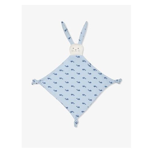 Peluche doudou lapin bleu petit bateau imprimé baleines
