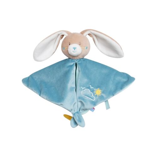 Peluche doudou lapin bleu sucre d'orge broderie nuage soleil