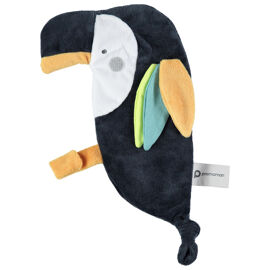 Peluche doudou oiseau toucan bleu et orange prémaman orchestra