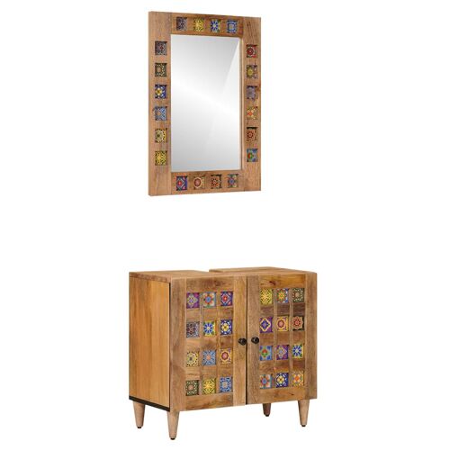 vidaXL Ensemble de mobilier de salle de bain avec porte 2 pcs Naturel