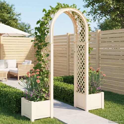 Vidaxl Arc À Roses Avec Jardinière Blanc 168,5 X 43 X 207 Cm Pp