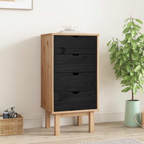 vidaXL Commode OTTA Noir 45 x 39 x 90 cm Bois de pin massif