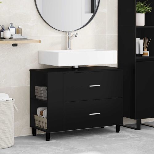 vidaXL Unité de vanité de salle de bain Noir 80 x 35 x 60 cm