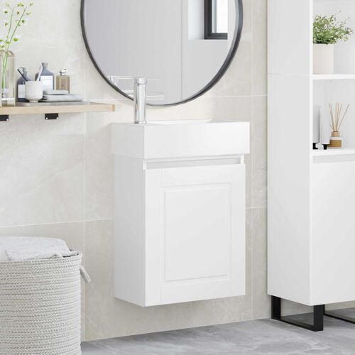 vidaXL Meuble de salle de bain avec robinet Blanc 45,5 x 22,5 x 84 cm