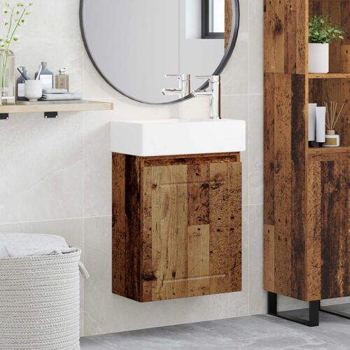 vidaXL Meuble de salle de bain avec robinet Bois ancien