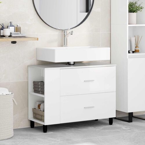 vidaXL Unité de vanité de salle de bain Blanc brillant 80 x 35 x 60 cm