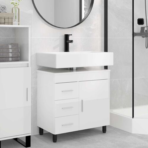 vidaXL Unité de vanité de salle de bain Blanc brillant 60 x 35 x 60 cm