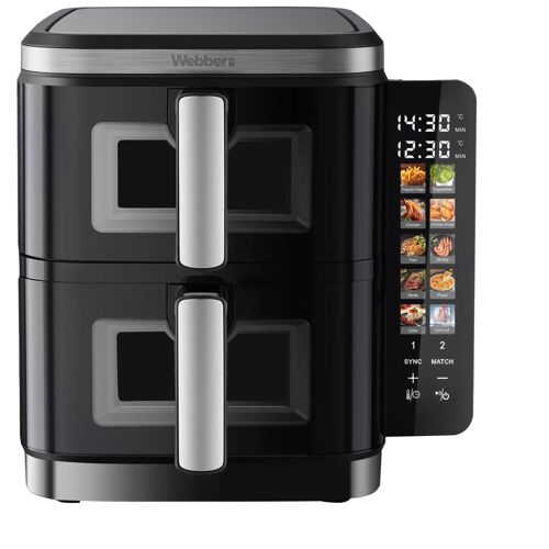 WEBBER AF901 DEUX Double 11 L Autonome 2800 W Friteuse d'air chaud Noir et Acier inoxydable