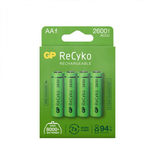 GP ReCyko LR6/AA 2600mAh - Pack de 4 accus rechargeables NiMH