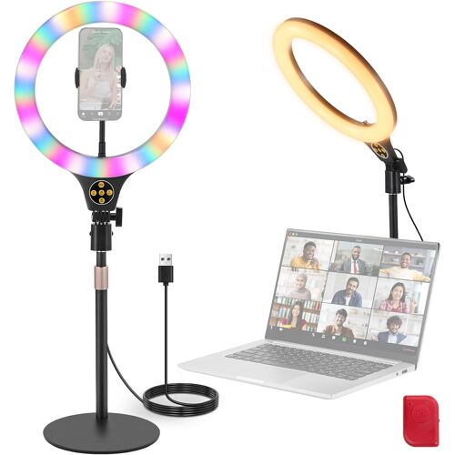 NEEWER ENTRY LEVEL VERSION N37 10.5"" RGB Ring Light avec support de bureau/support pour téléphone, compatible avec iPhone/télécommande, éclairage LED 10 W IRC 85+ pour TikTok, YouTube, le streaming