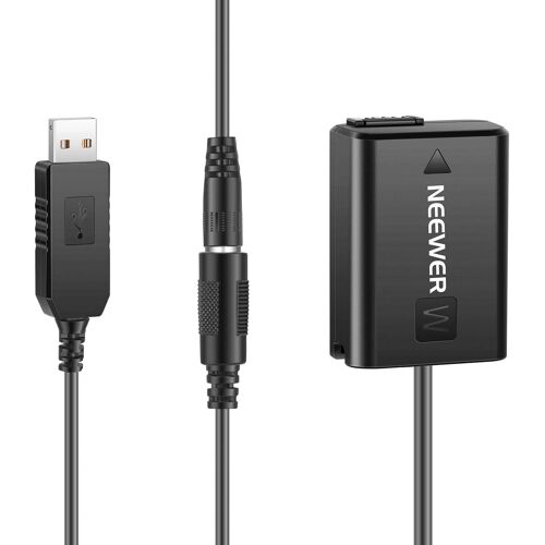 NEEWER DC Coupleur Remplacement pour NP-FW50 Batterie Factice Adaptateur d'Alimentation avec Câble USB Compatible avec Sony A7 A7R A7S A7II A7RII A7SII A6500 A6400 A6300 A6100 A6000 NEX5 NEX7 etc.