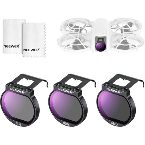 Neewer Kit De Filtres Nd Compatibles Avec Dji Neo, Nd8+Nd16+Nd32, Verre Optique Hd Multicouche Fin, 3pcs, Accessoires Pour Objectif De Caméra Drone À Densité Neutre Avec 2 Chiffons Nettoyage, Fl-N32