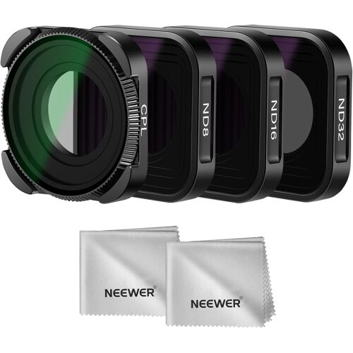 NEEWER Packs de 4 Filtres ND Compatibles avec GoPro Hero 13 12 11 10 9 (ND8 ND16 ND32 CPL) Filtres Polarisants Multicouches HD Slim à Densité Neutre pour Caméra Action avec 2 Chiffons Nettoyage (Noir)